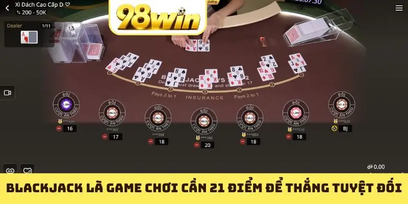 Blackjack là game chơi cần 21 điểm để thắng tuyệt đối