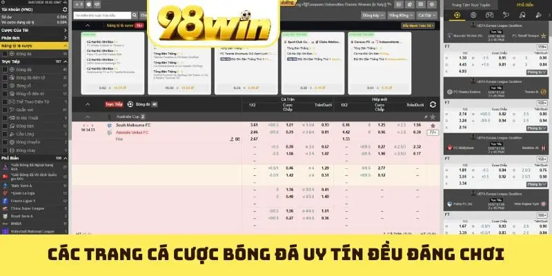 Các trang cá cược bóng đá uy tín đều đáng chơi