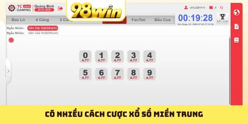 Có nhiều cách cược xổ số miền Trung