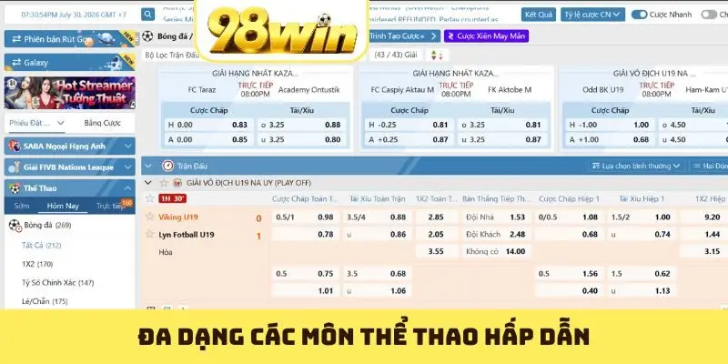Đa dạng các môn thể thao hấp dẫn