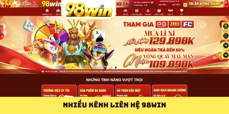 Nhiều kênh liên hệ 98WIN